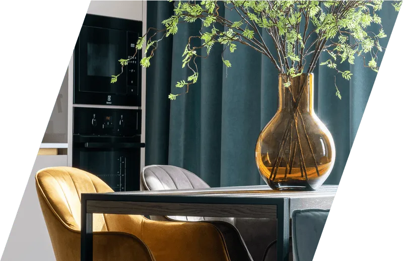 Luxury interior design with golden chair and modern decor